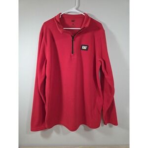 CAT Caterpillar Mens Fleece Lightweight Red Pullover 1/4 Zip Long Sleeve XL‎